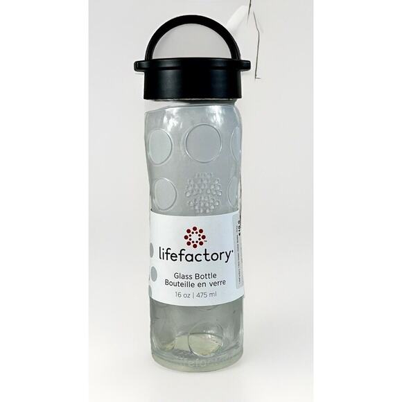 Life Factory Glass Water Bottle 16 OZ Clear Silicone Sleeve-Clear Lim. Ed. NWT - Picture 3 of 4